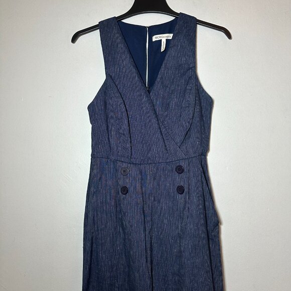 BCBG Generation Pinstripe Sleeveless Wide-Leg Jumpsuit – Size 6 - Picture 7 of 10